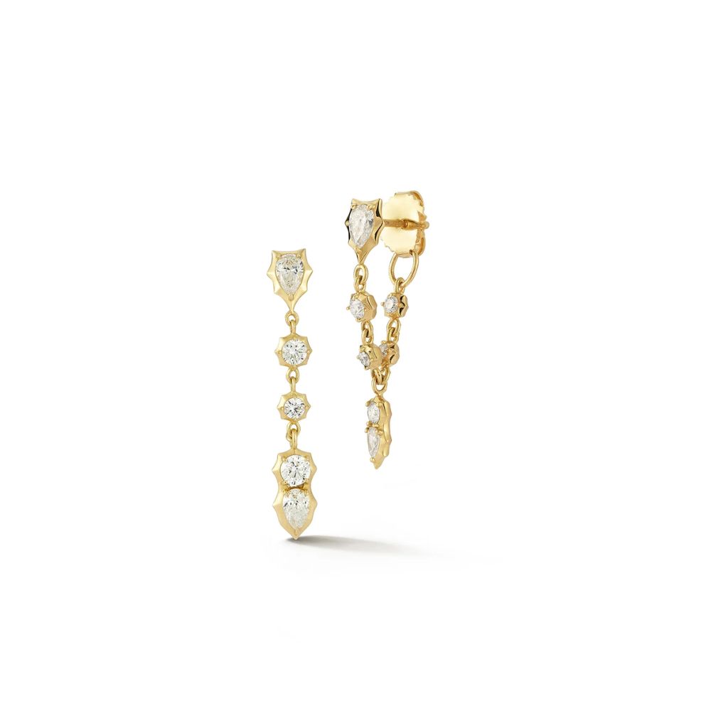 Jade Trau 18k Yellow Gold Diamond Posey Loop Earrings